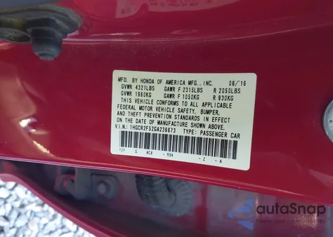 2016 Honda Accord Sport z USA, uszkodzony, nr VIN 1HGCR2F52GA236673